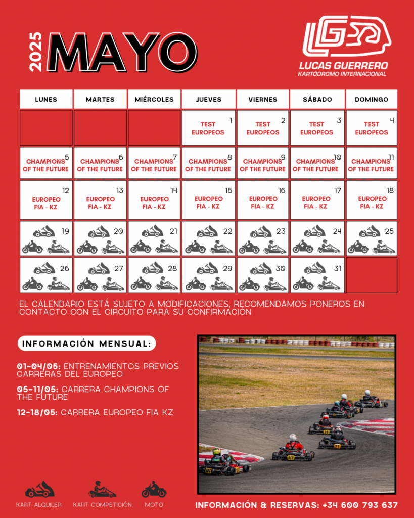 calendario mayo kartodromo