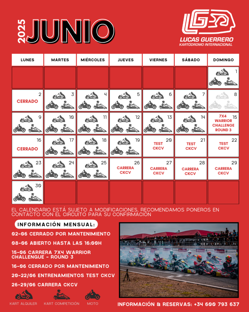 calendario junio kartodromo