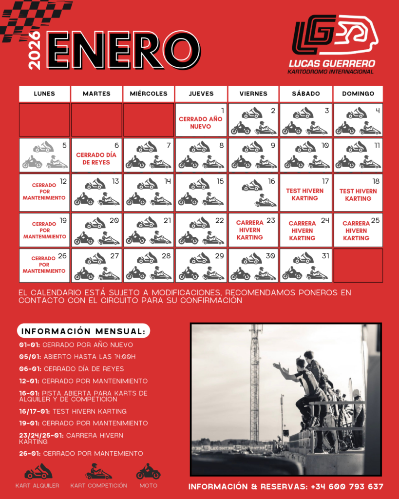 calendario enero kartodromo