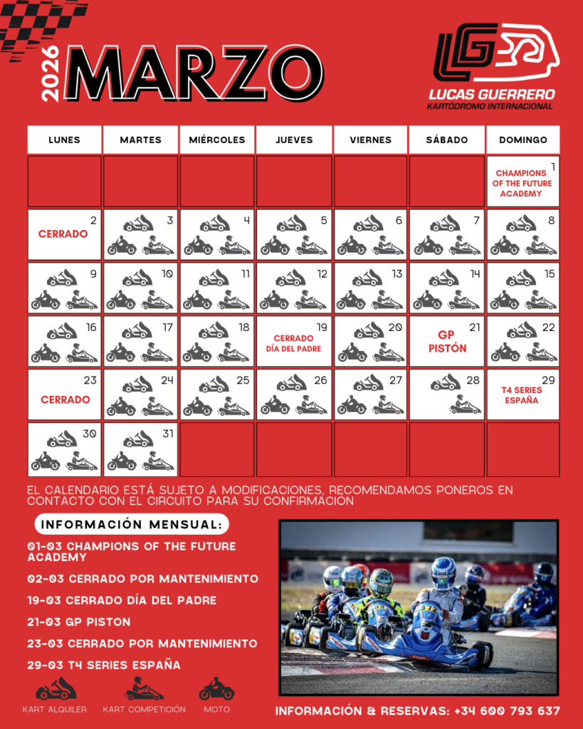 calendario marzo kartodromo