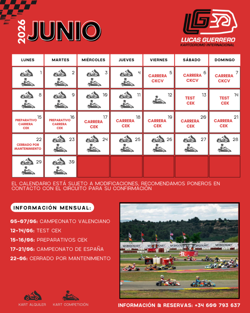 calendario junio kartodromo