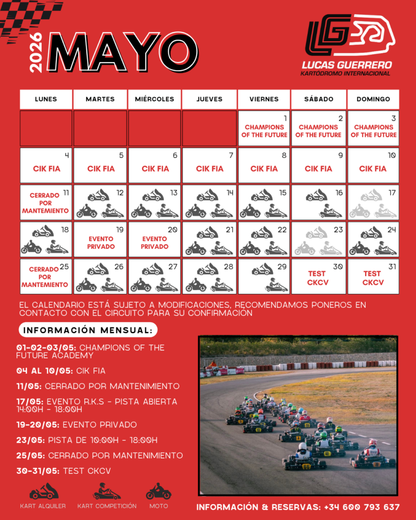 calendario mayo kartodromo