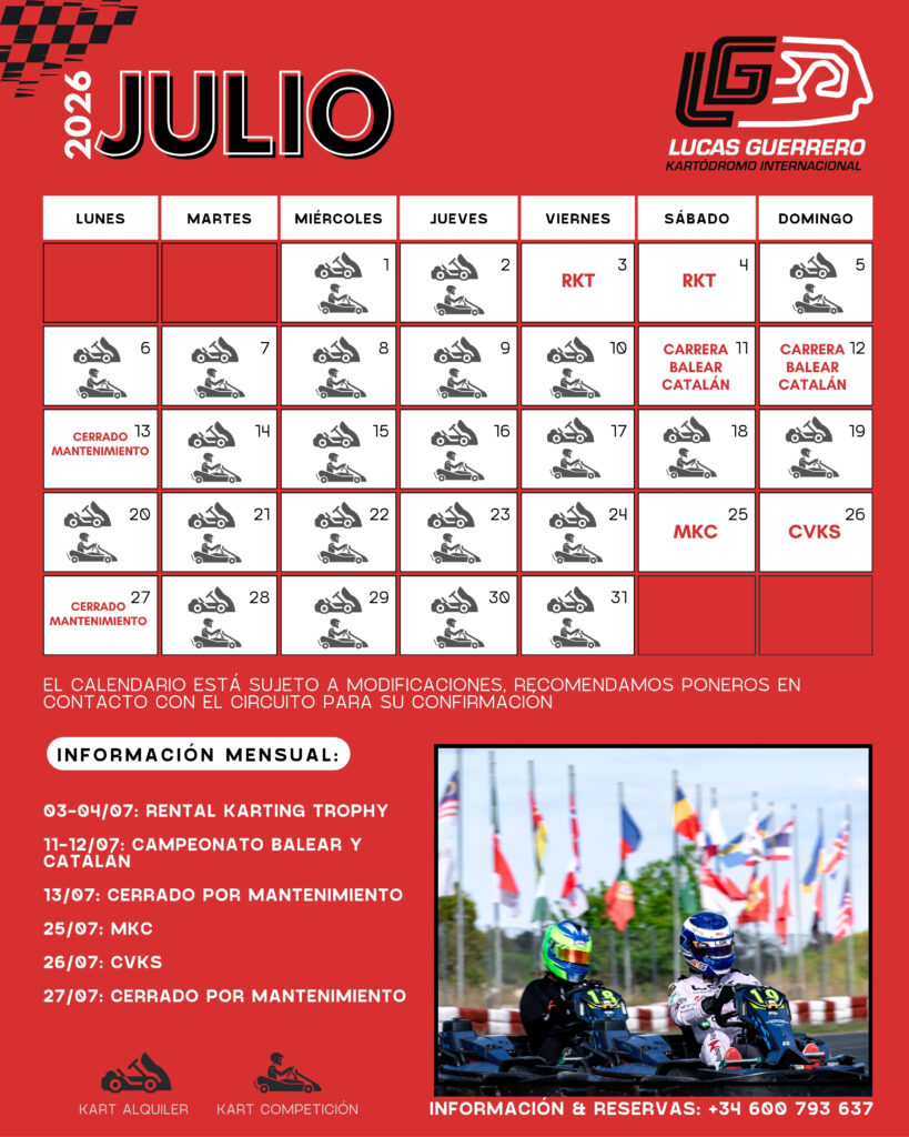 calendario julio kartodromo