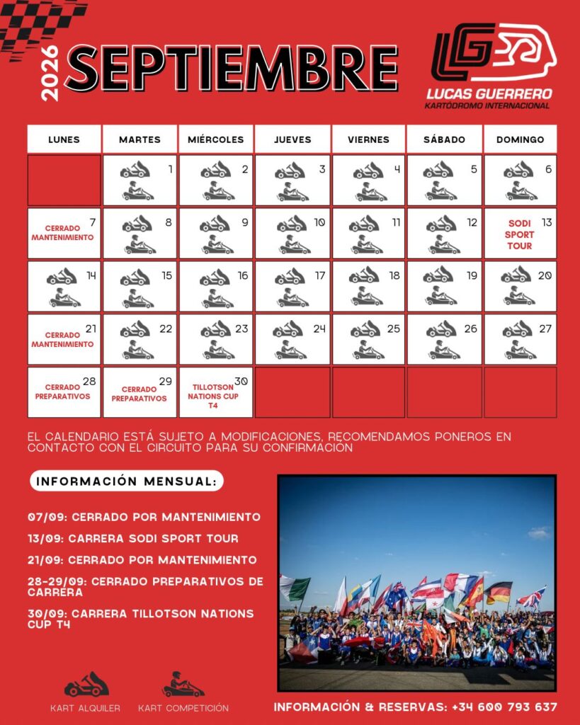 calendario septiembre kartodromo